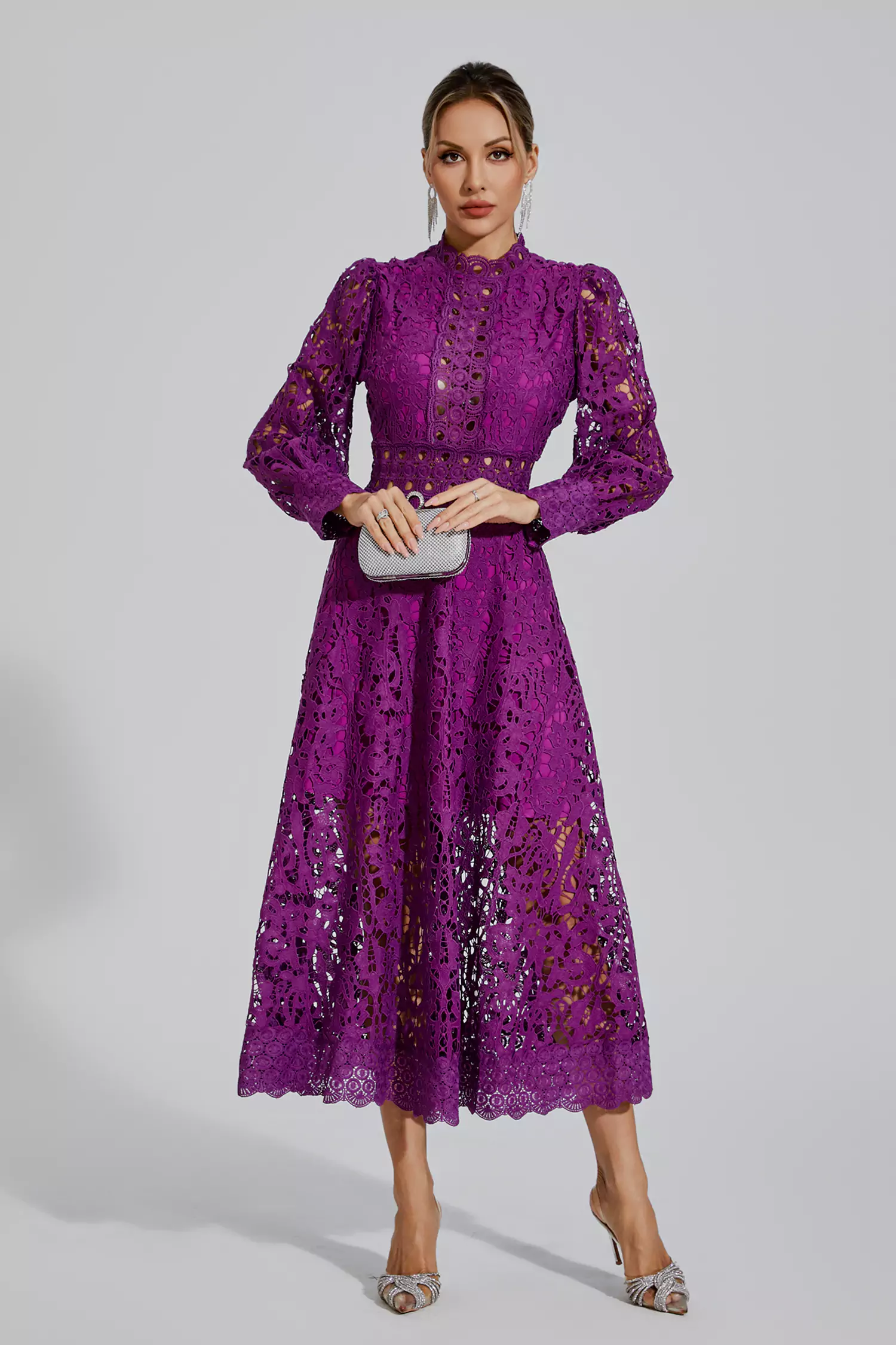 Murray Purple Lace Cutout Maxi Dress