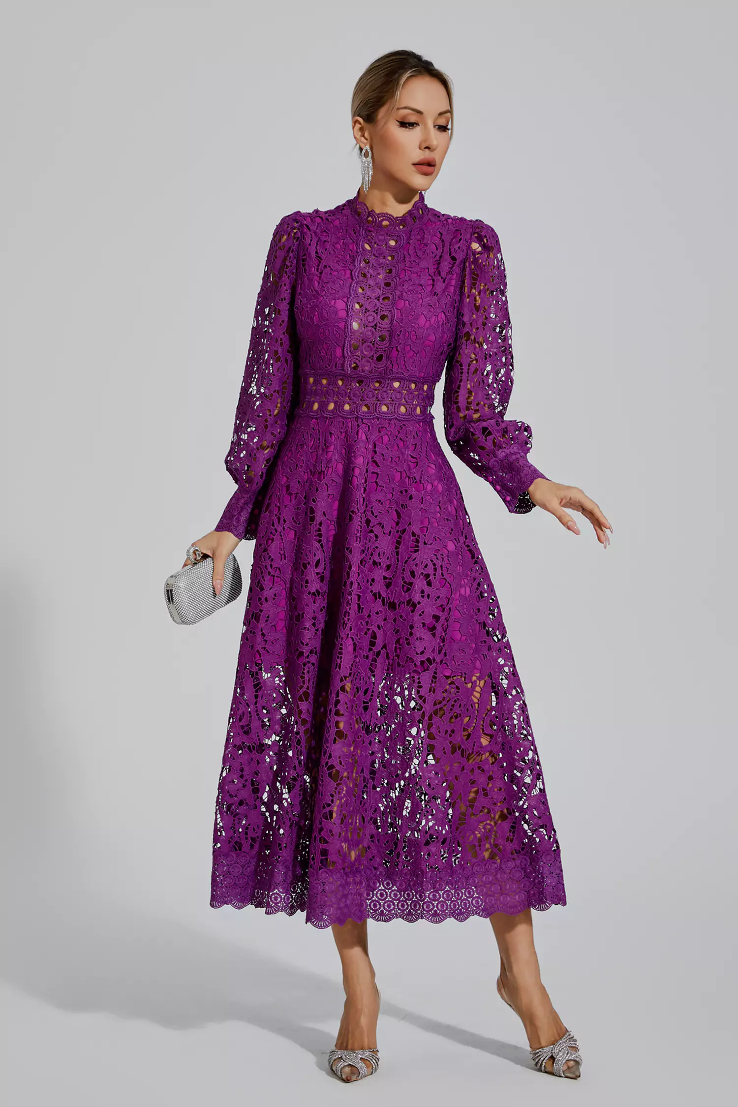 Murray Purple Lace Cutout Maxi Dress