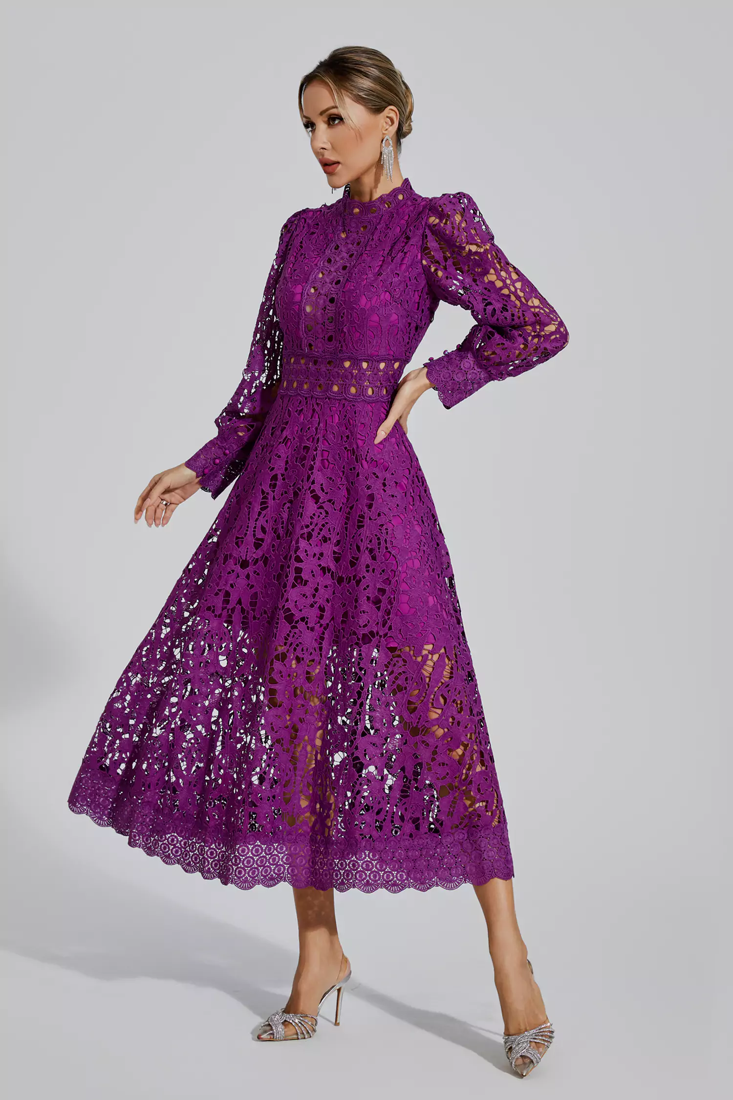 Murray Purple Lace Cutout Maxi Dress
