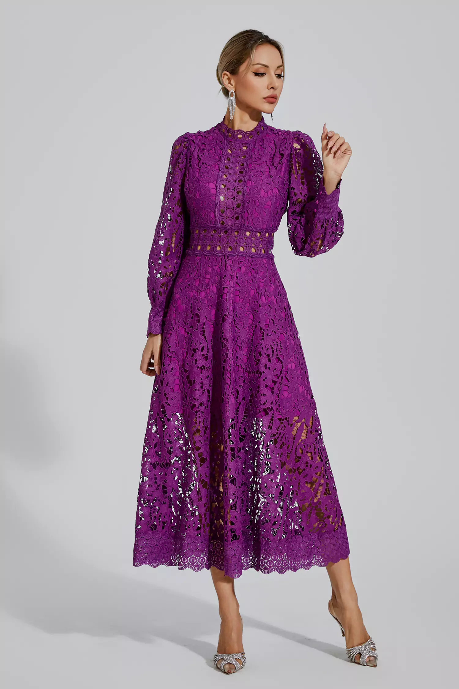 Murray Purple Lace Cutout Maxi Dress