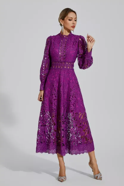 Murray Purple Lace Cutout Maxi Dress
