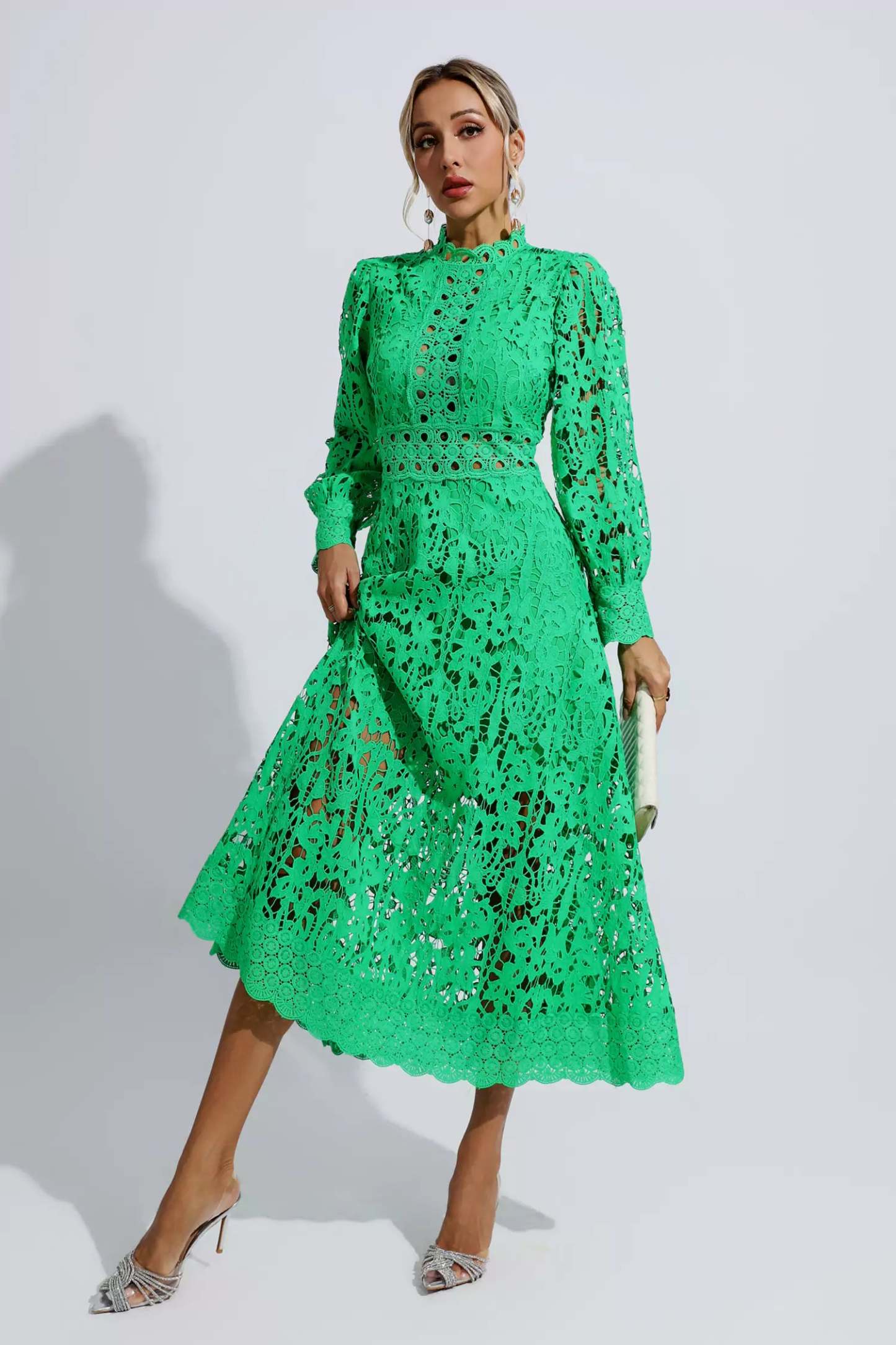 Murray Green Lace Cutout Maxi Dress