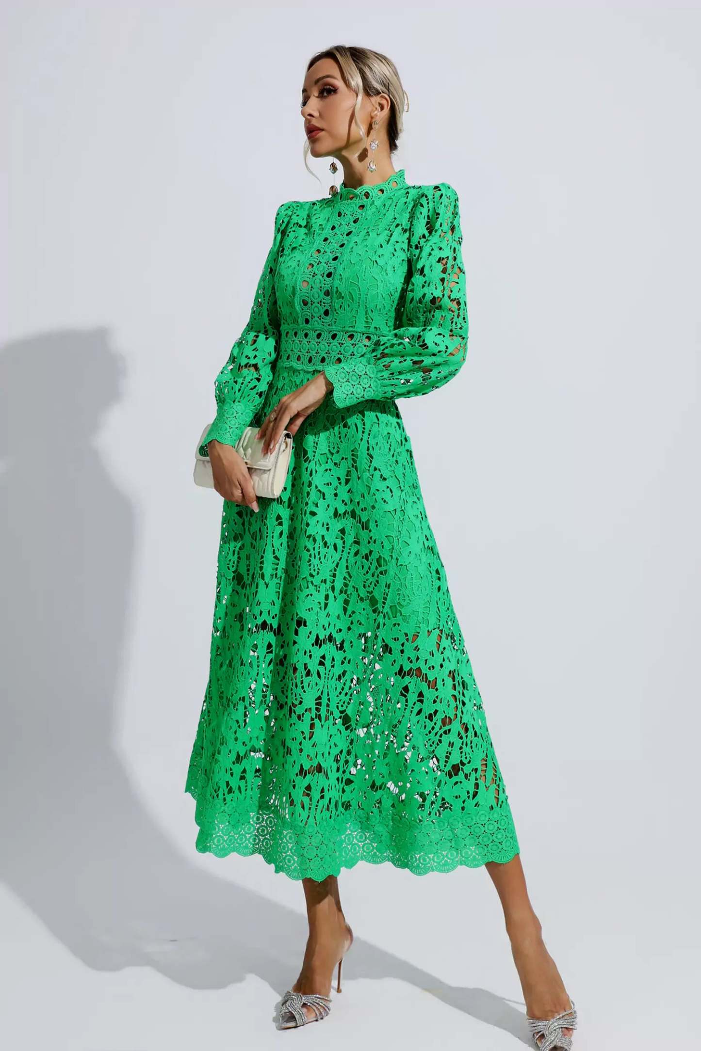 Murray Green Lace Cutout Maxi Dress