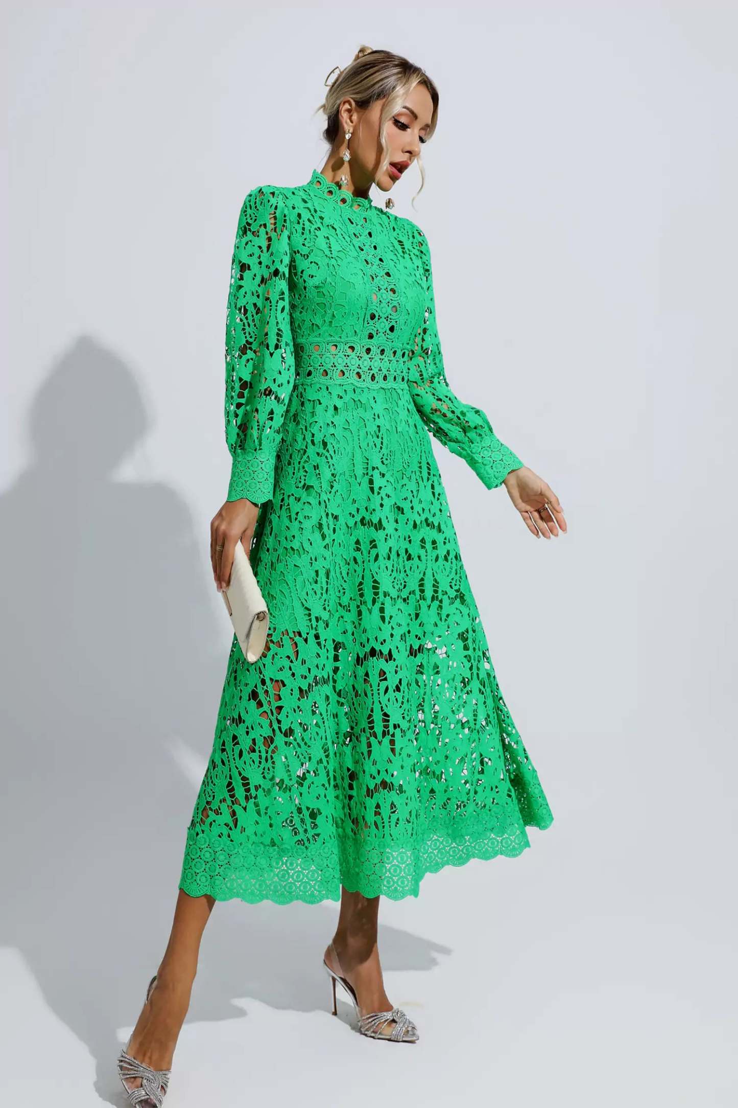 Murray Green Lace Cutout Maxi Dress
