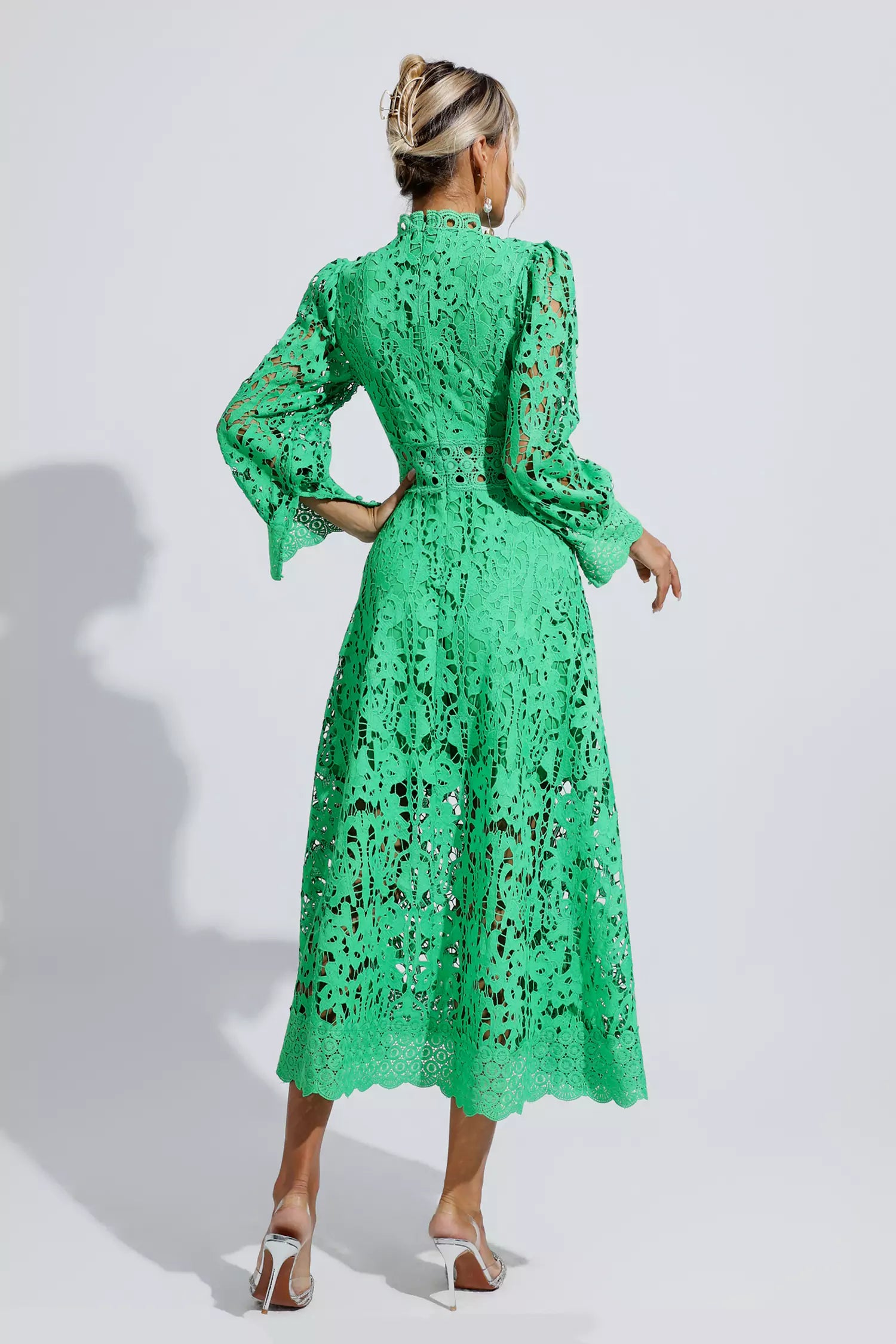 Murray Green Lace Cutout Maxi Dress