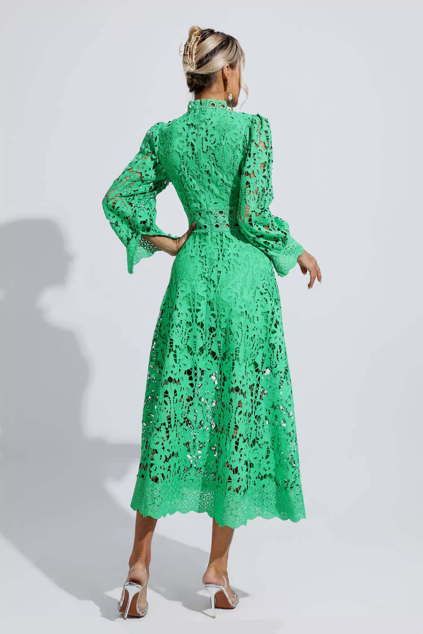 Murray Green Lace Cutout Maxi Dress
