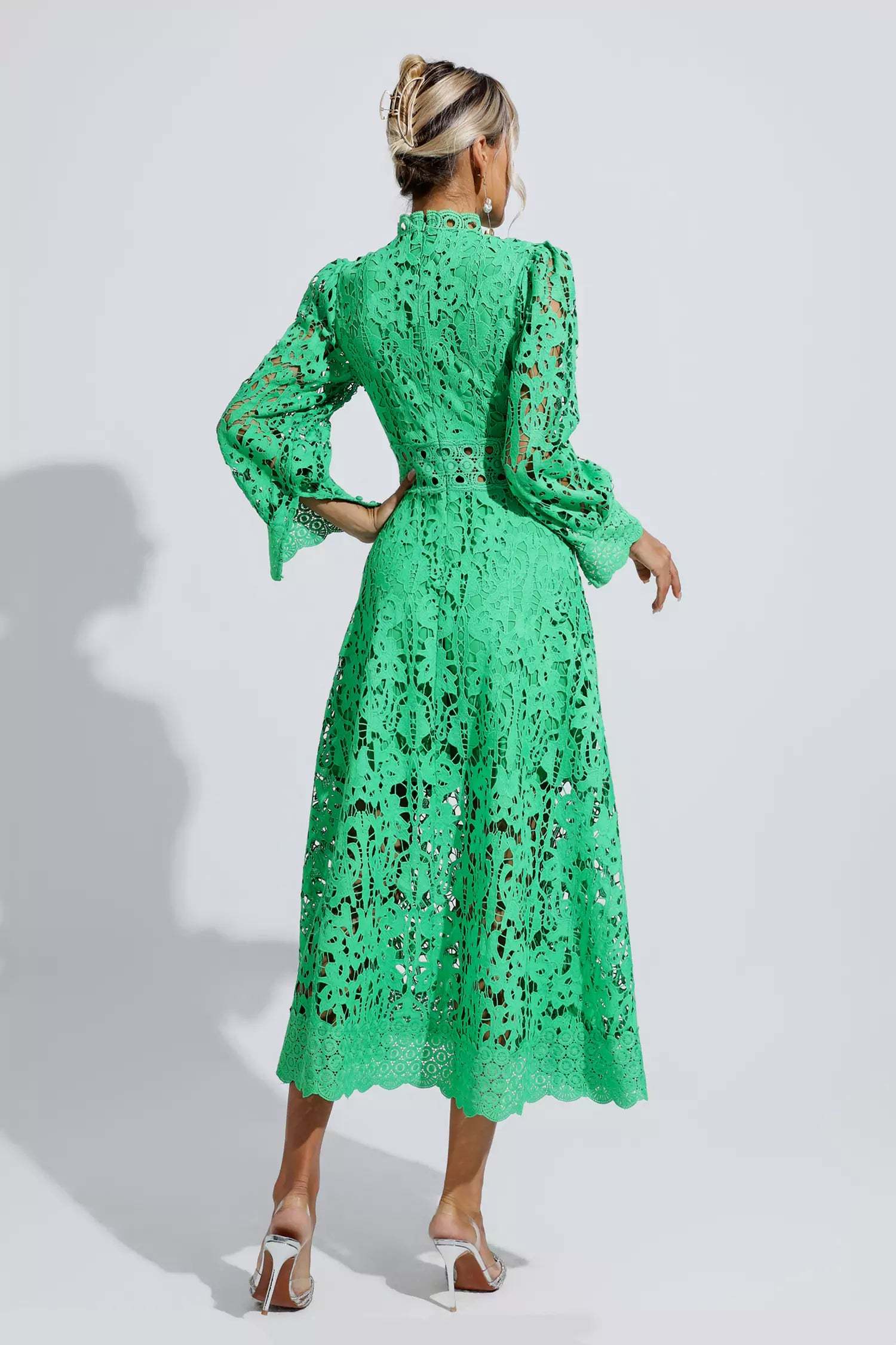 Murray Green Lace Cutout Maxi Dress