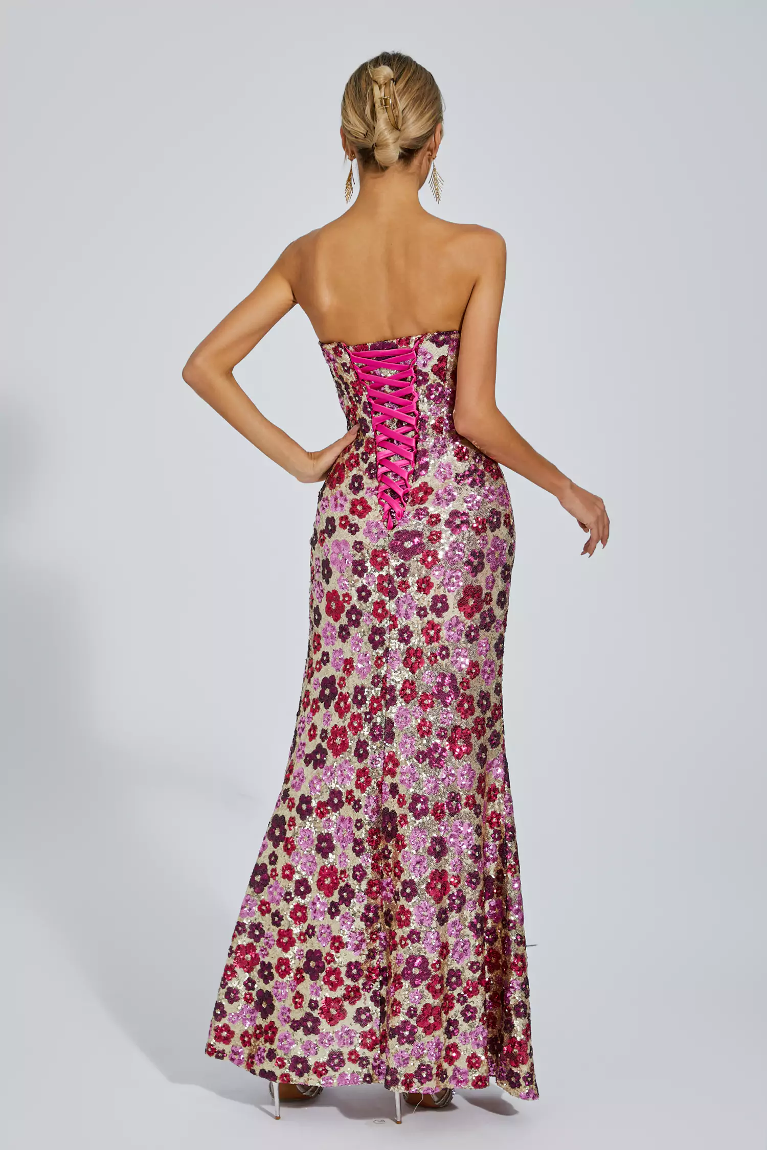 Dolores Red Flower Sequin Dress