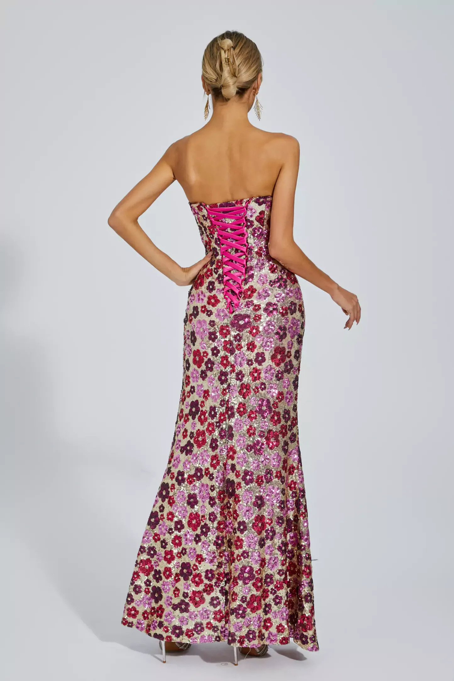 Dolores Red Flower Sequin Dress