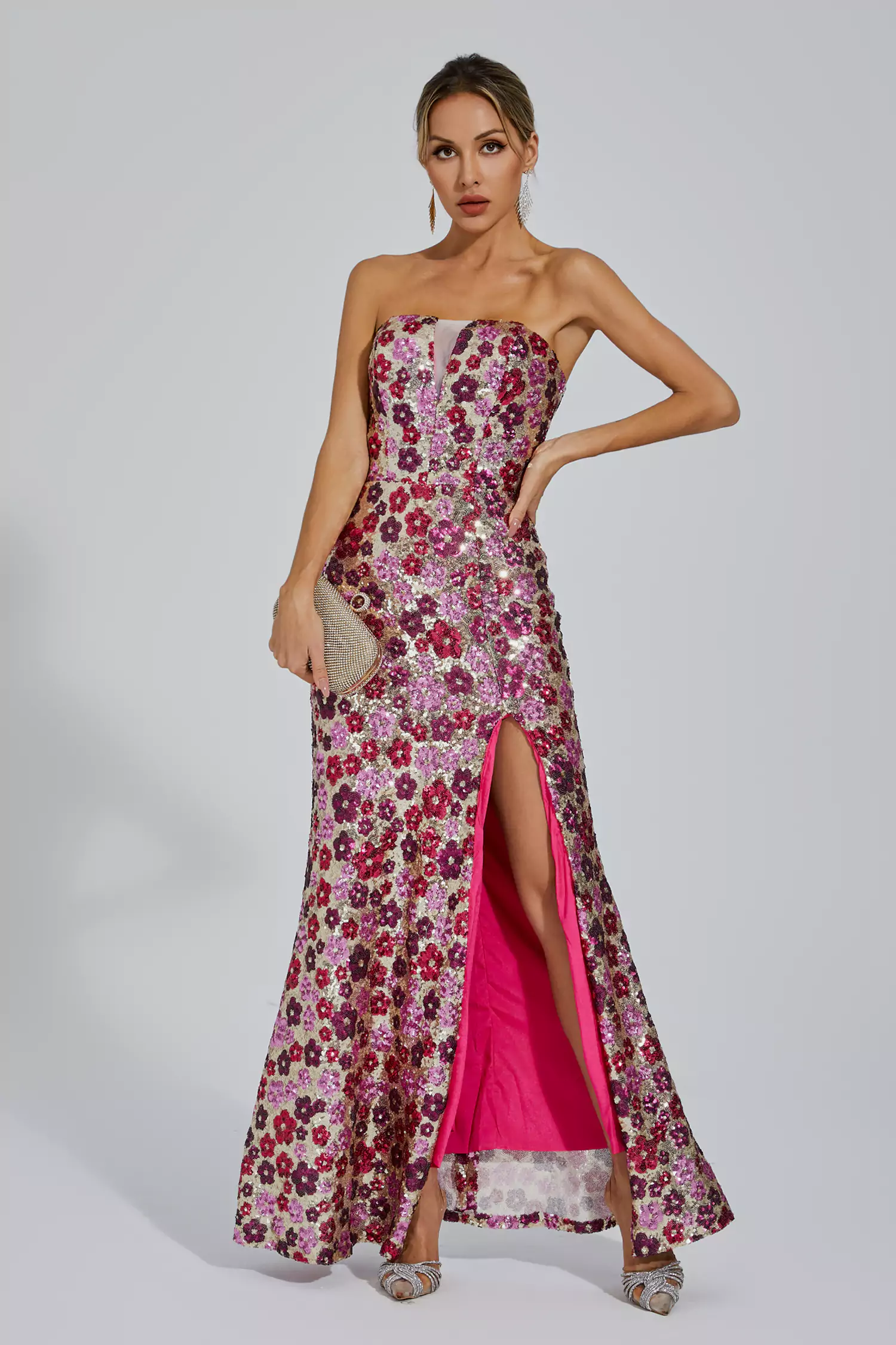 Dolores Red Flower Sequin Dress
