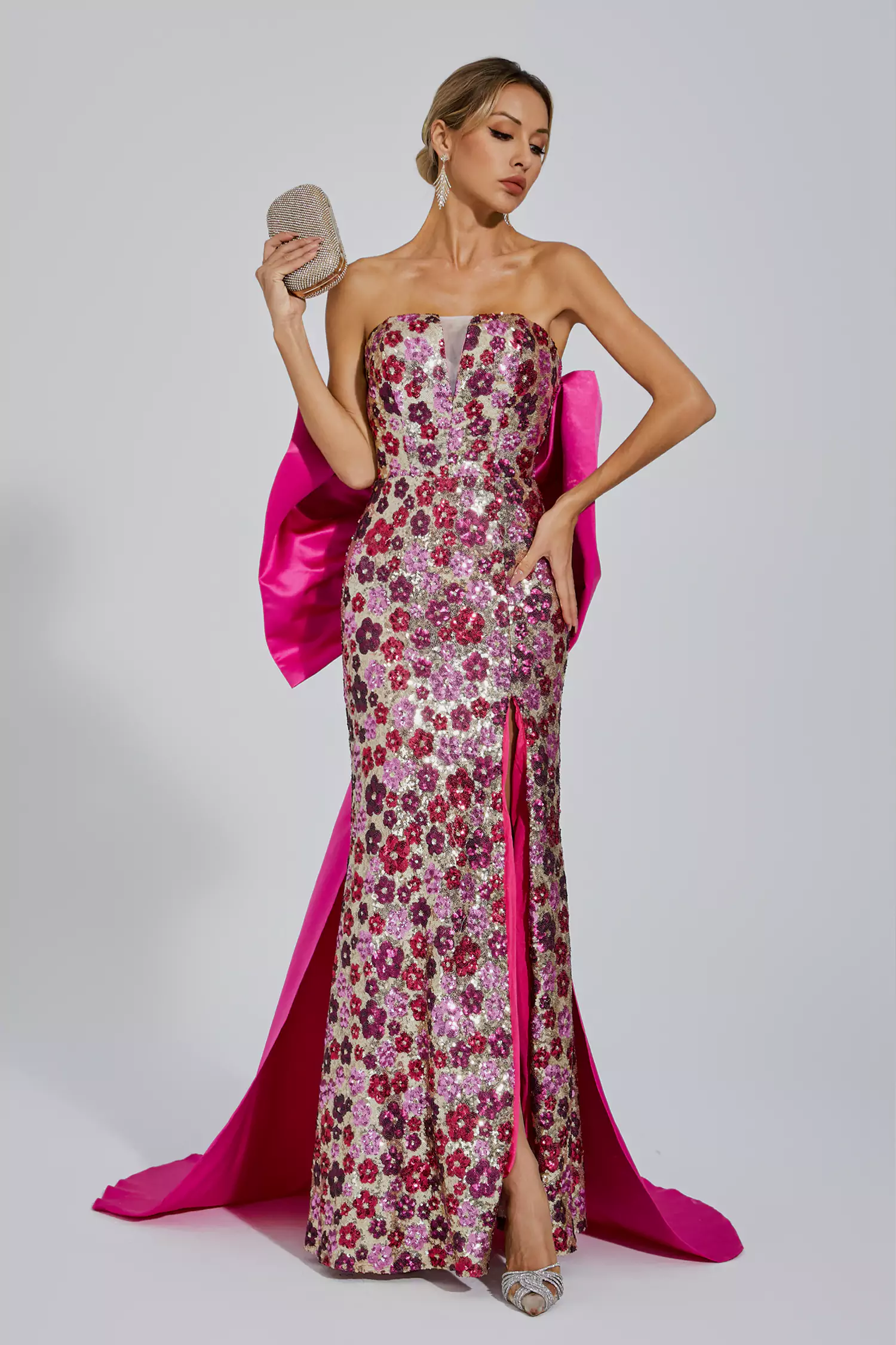 Dolores Red Flower Sequin Dress