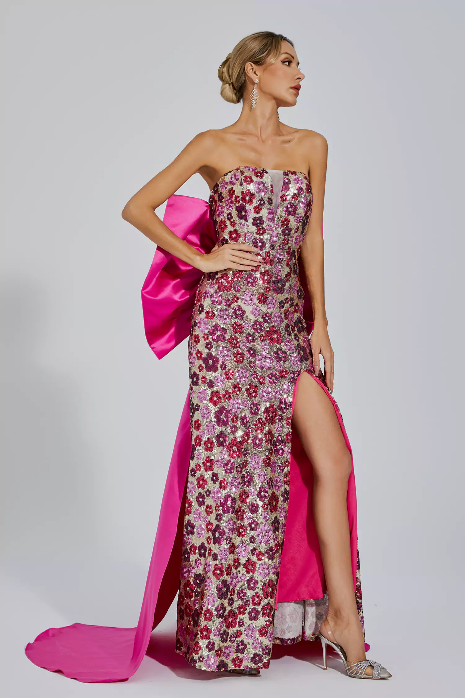 Dolores Red Flower Sequin Dress
