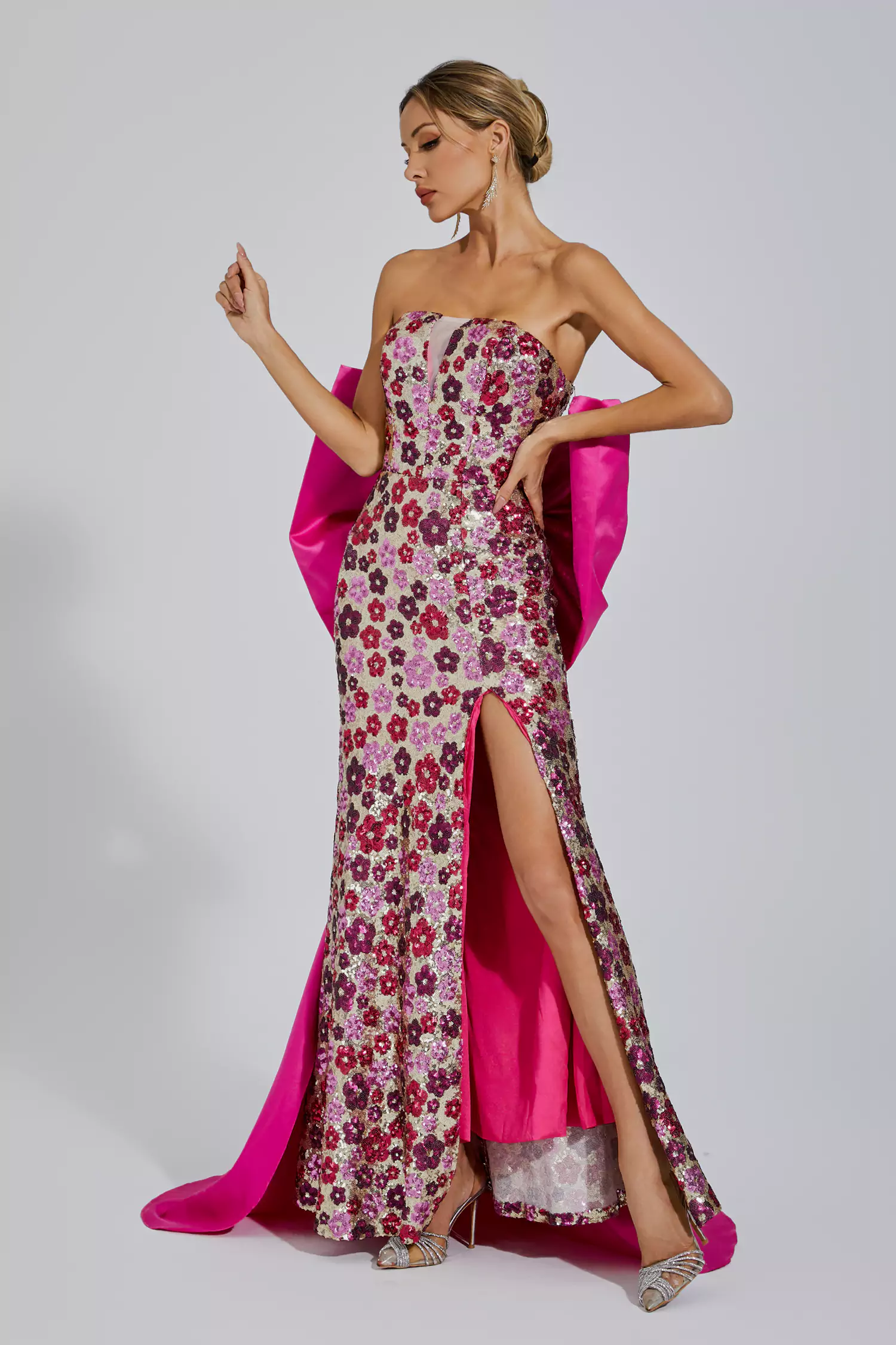 Dolores Red Flower Sequin Dress