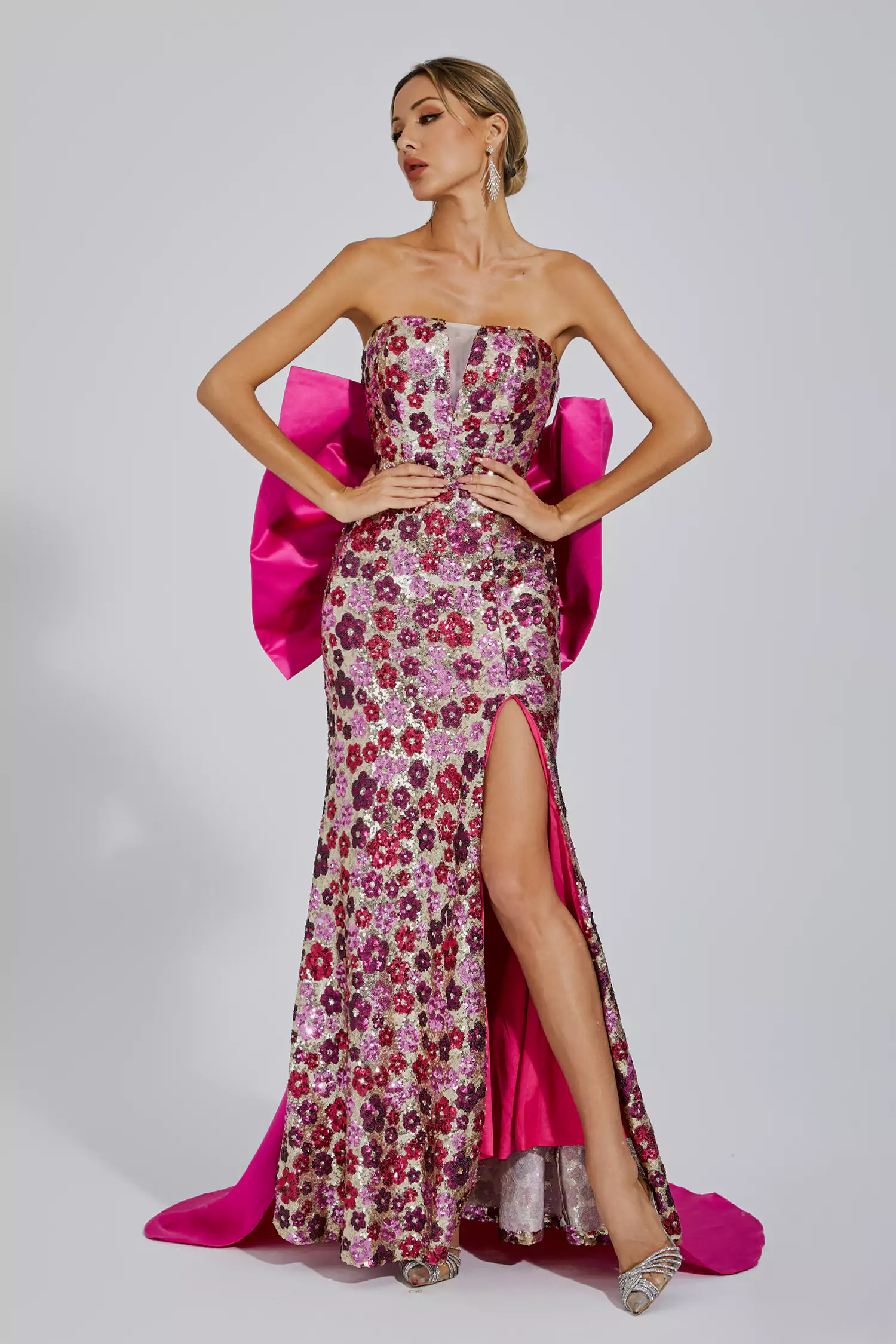 Dolores Red Flower Sequin Dress