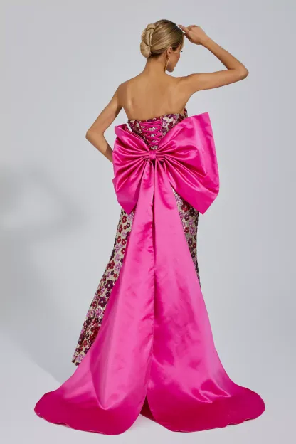 Dolores Red Flower Sequin Dress