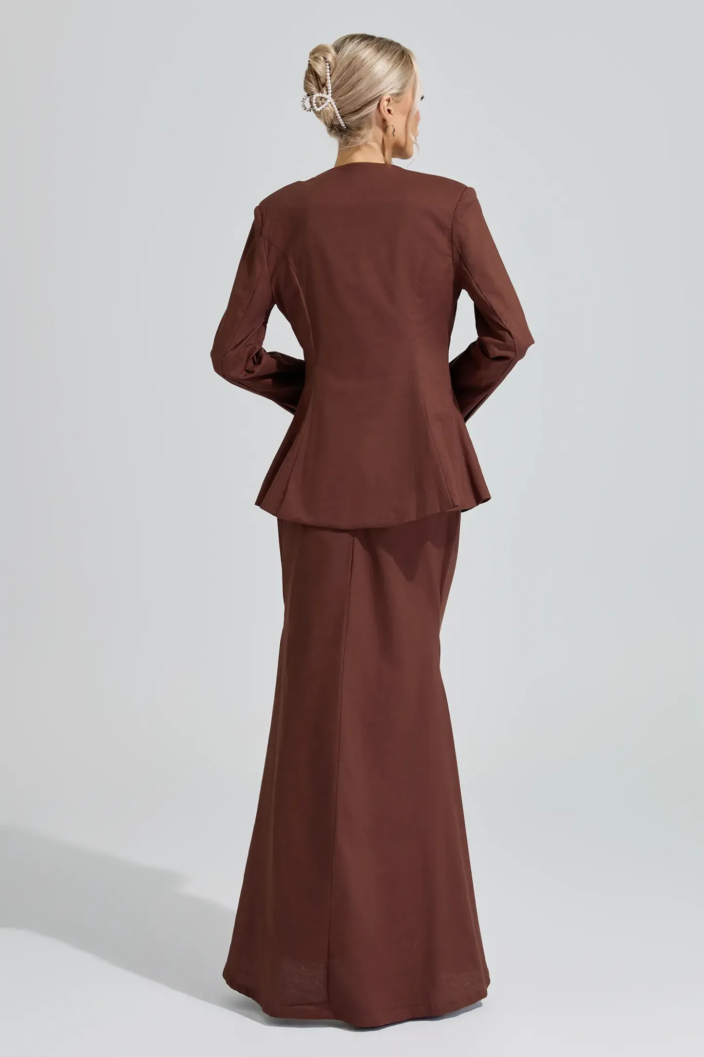 Saraswati Brown Elegant Blazer Mermaid Set