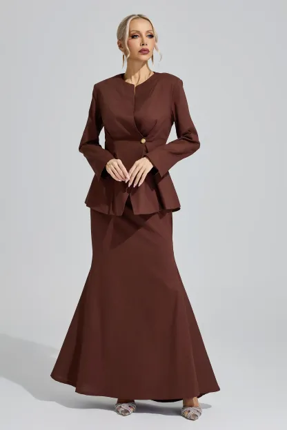 Saraswati Brown Elegant Blazer Mermaid Set