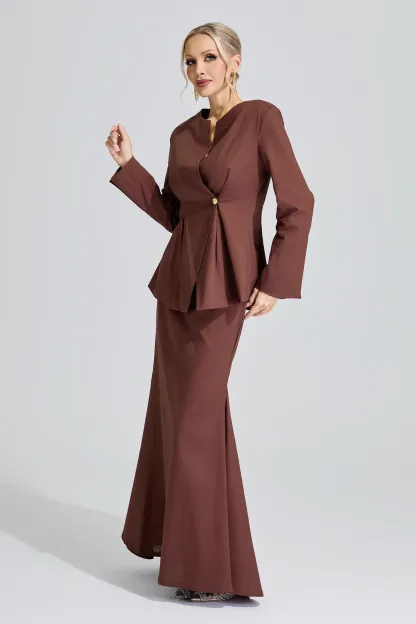 Saraswati Brown Elegant Blazer Mermaid Set