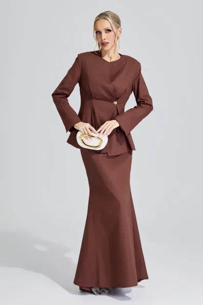 Saraswati Brown Elegant Blazer Mermaid Set