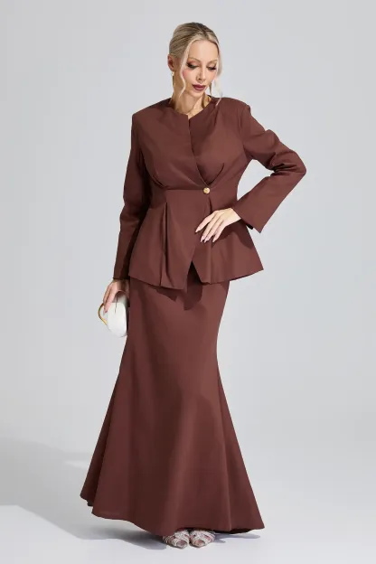 Saraswati Brown Elegant Blazer Mermaid Set