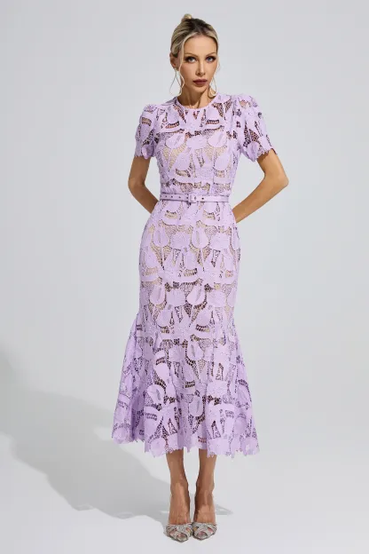 Hedy Purple Lace Mermaid Maxi Dress