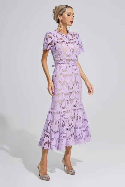 Hedy Purple Lace Mermaid Maxi Dress