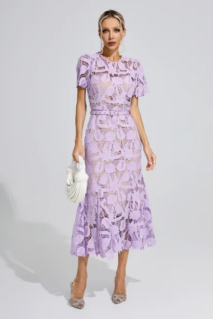 Hedy Purple Lace Mermaid Maxi Dress