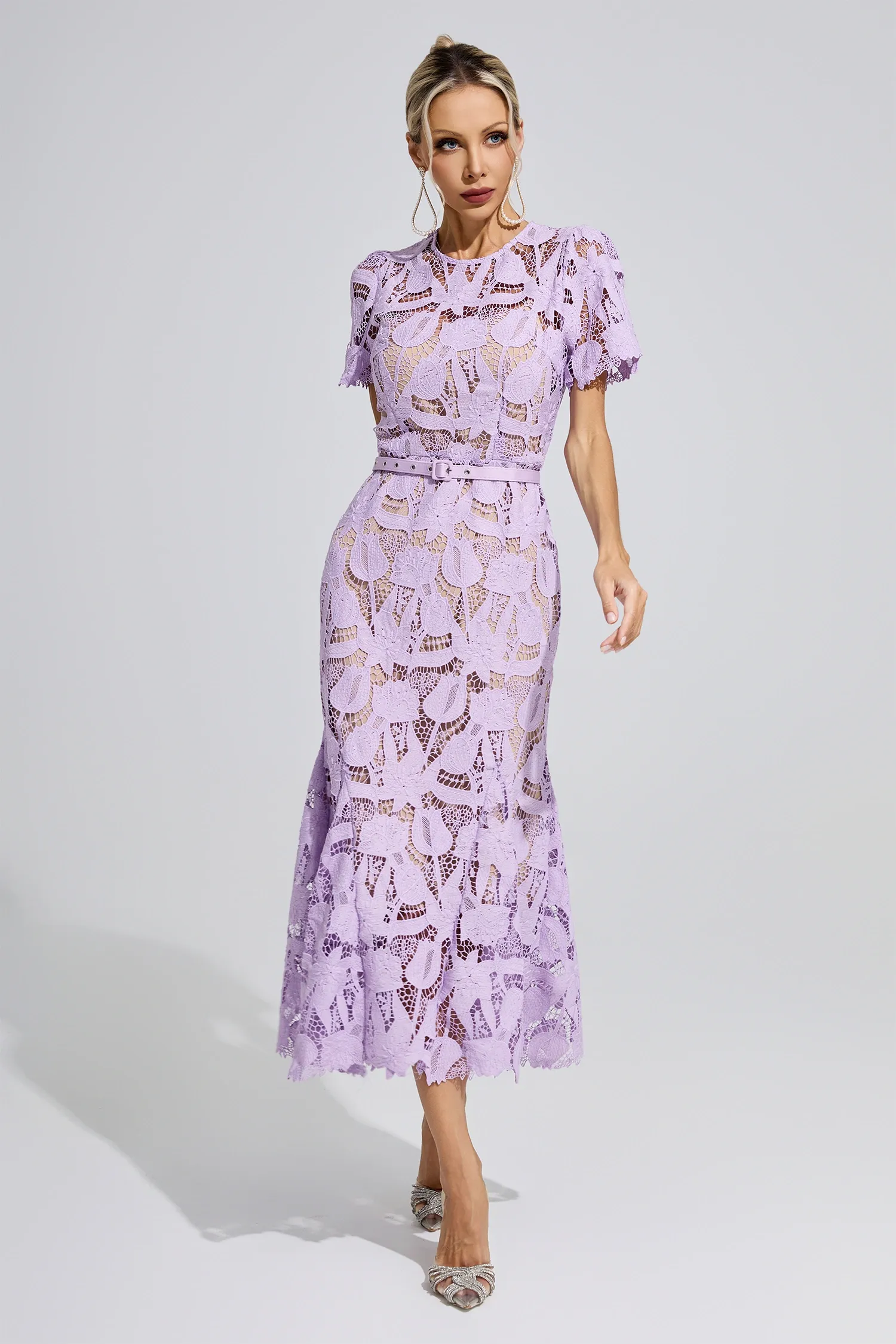 Hedy Purple Lace Mermaid Maxi Dress