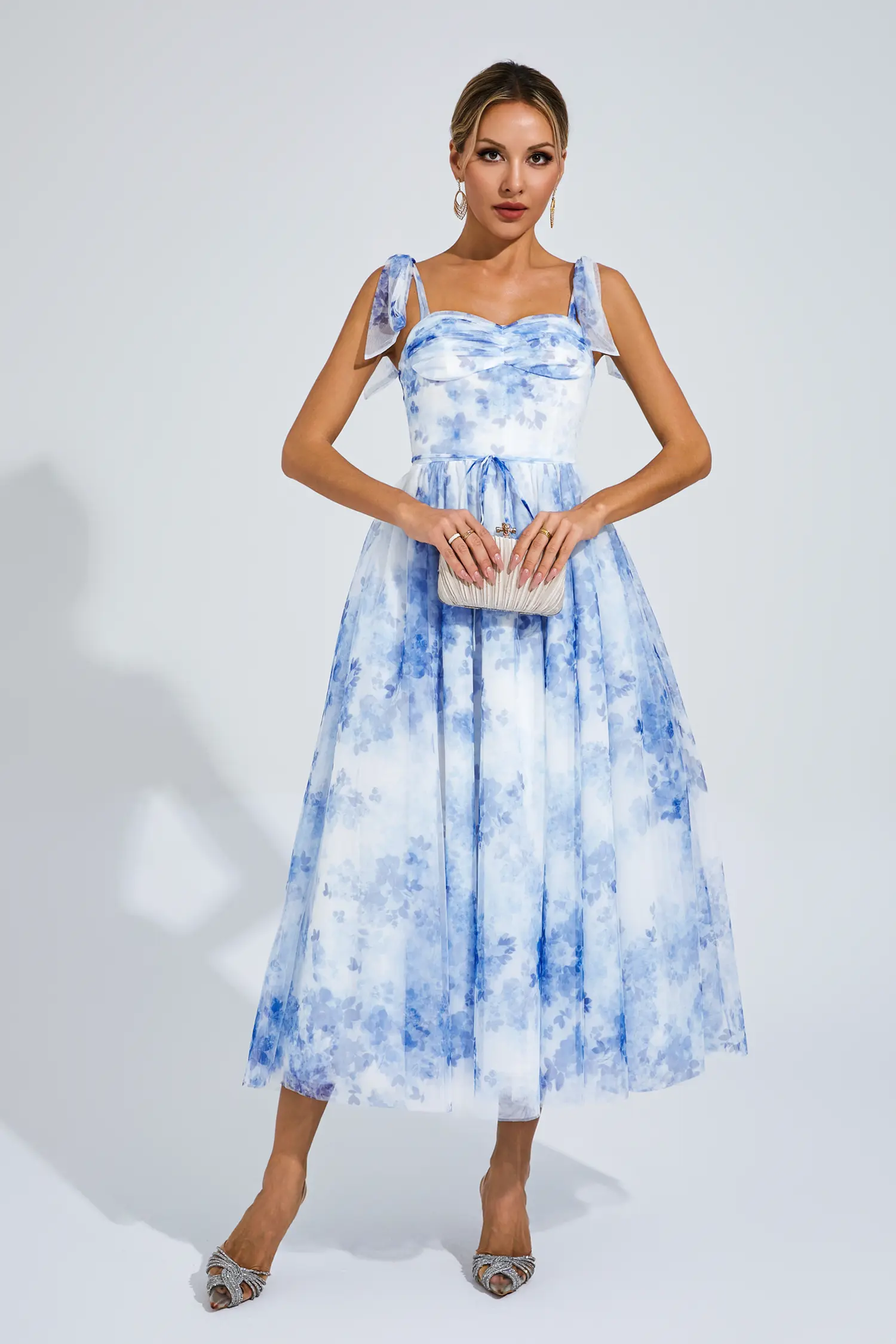 Zenobia Blue Flower Pinted Slip Dress