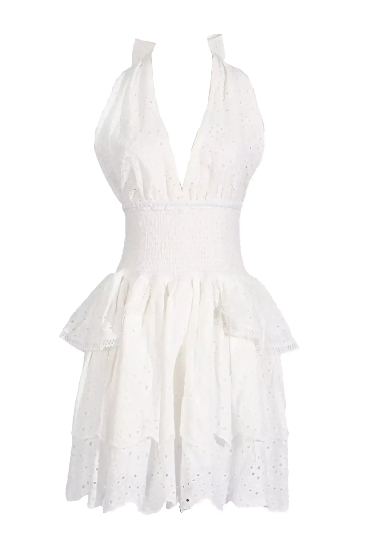 Alvis White V-neck Halter Dress