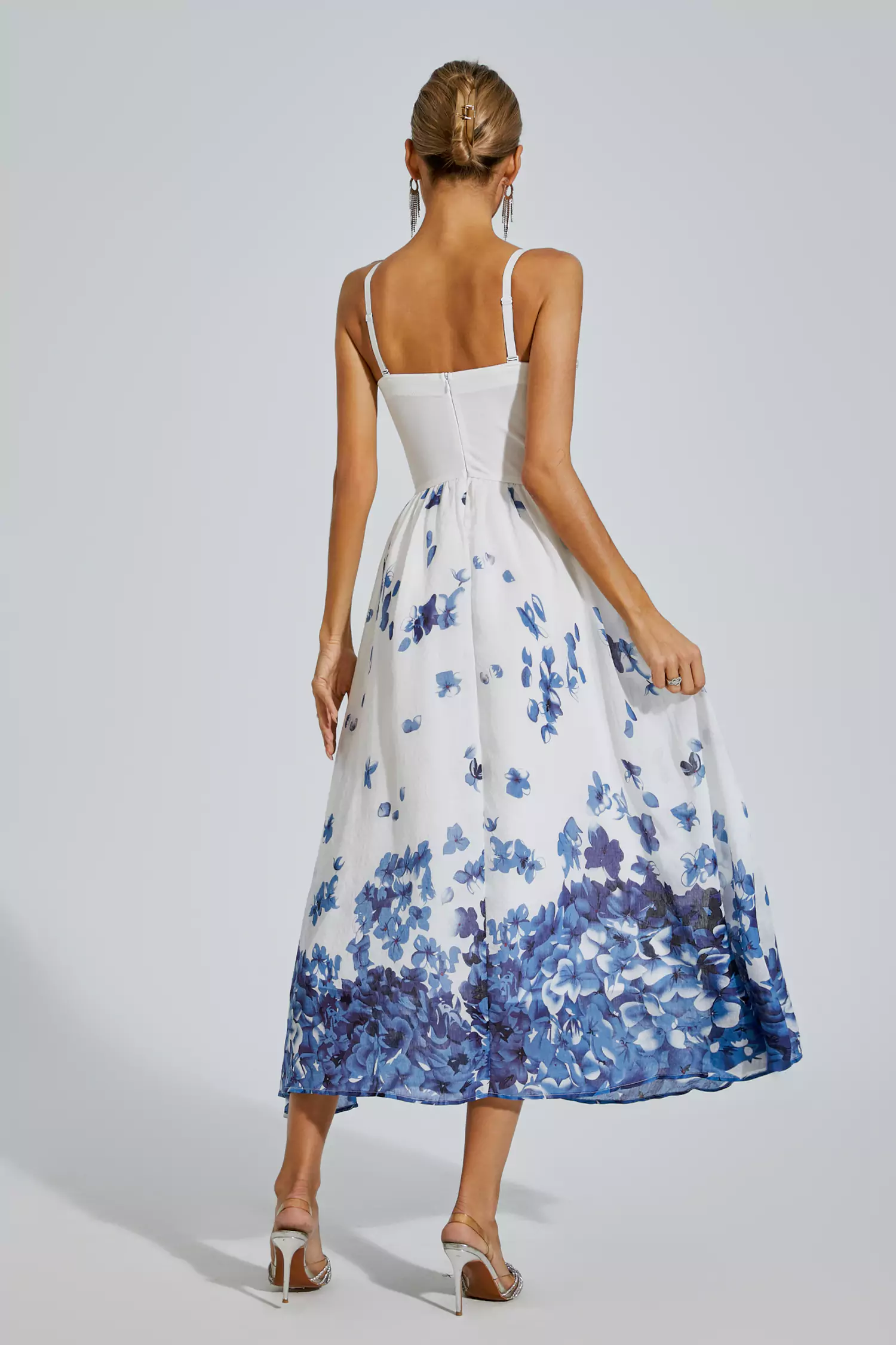 Hicks White Flower Printed Slip Dress