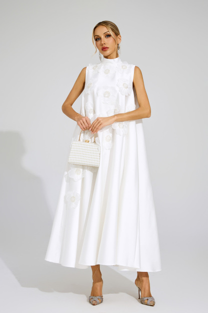 Edison White Flowers Sleeveless Dress