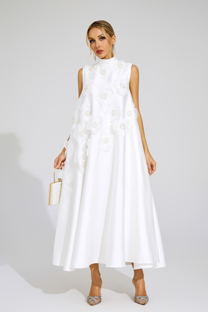 Edison White Flowers Sleeveless Dress