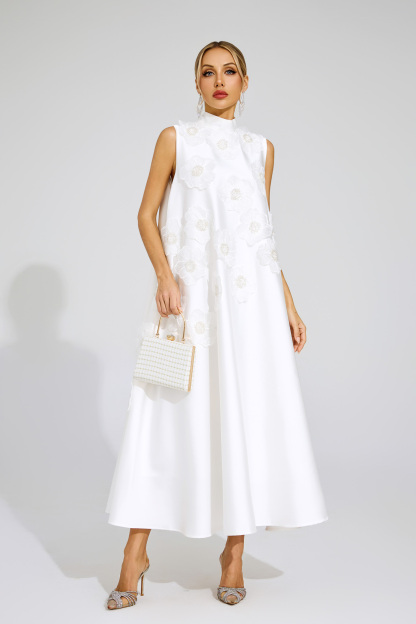 Edison White Flowers Sleeveless Dress
