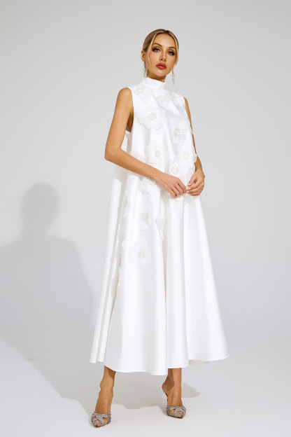 Edison White Flowers Sleeveless Dress