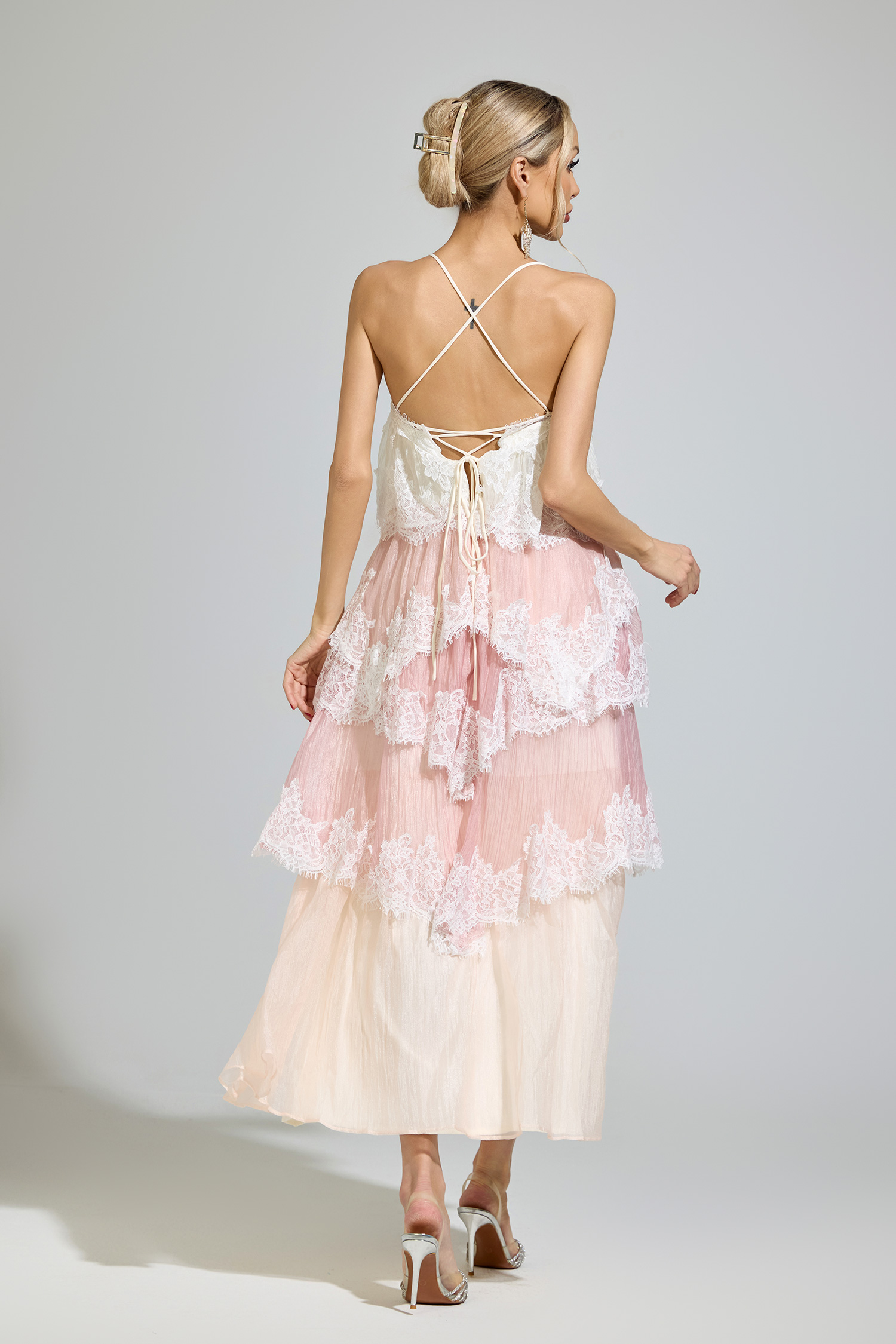 Kant Pink Lace Party Dress