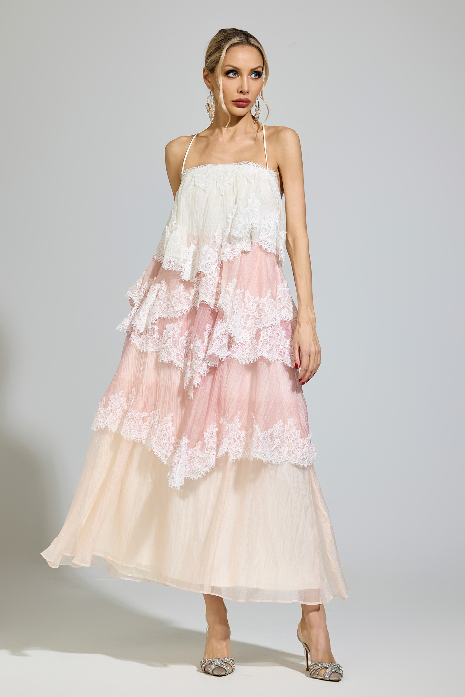 Kant Pink Lace Party Dress