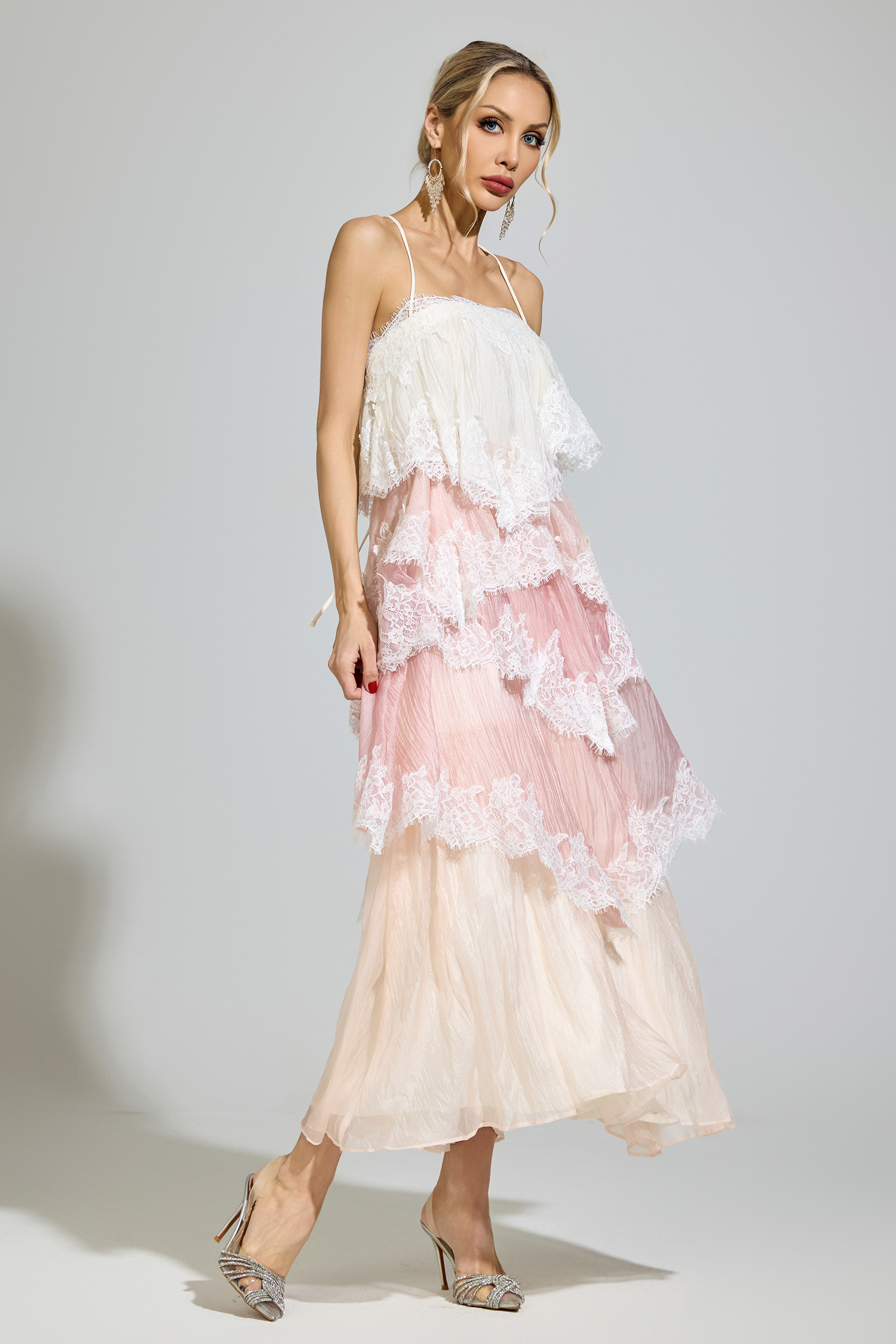 Kant Pink Lace Party Dress