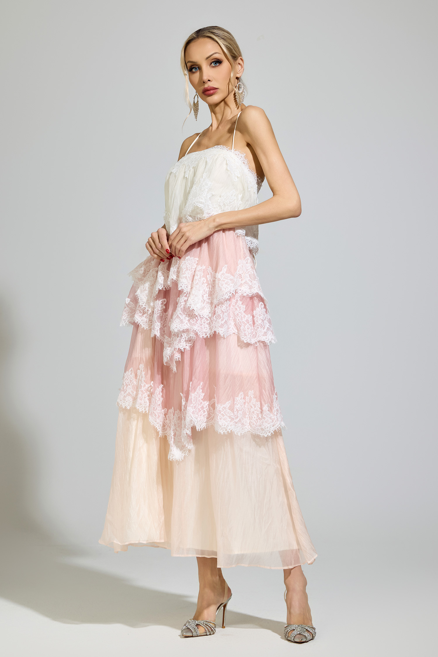 Kant Pink Lace Party Dress