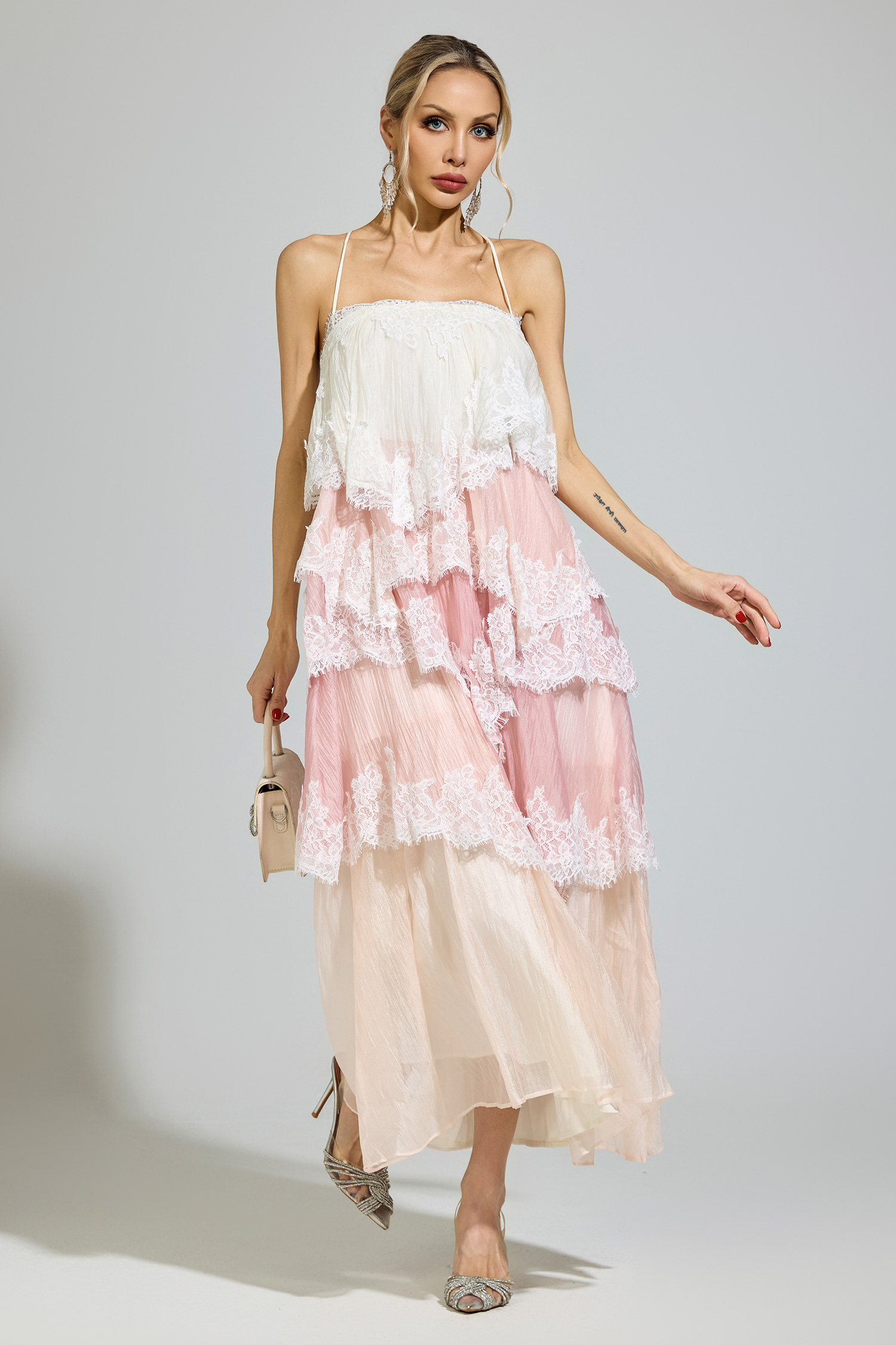 Kant Pink Lace Party Dress