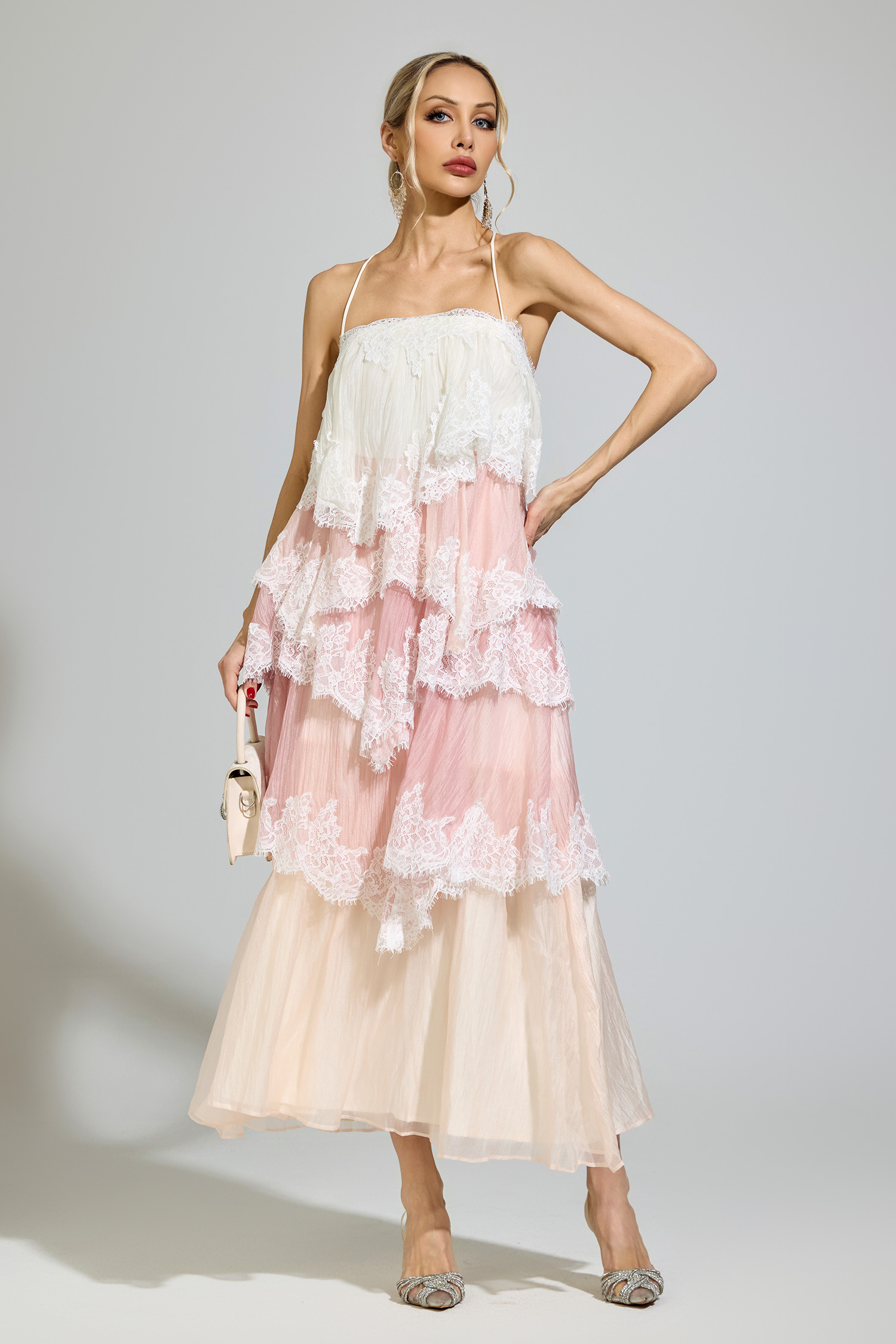 Kant Pink Lace Party Dress