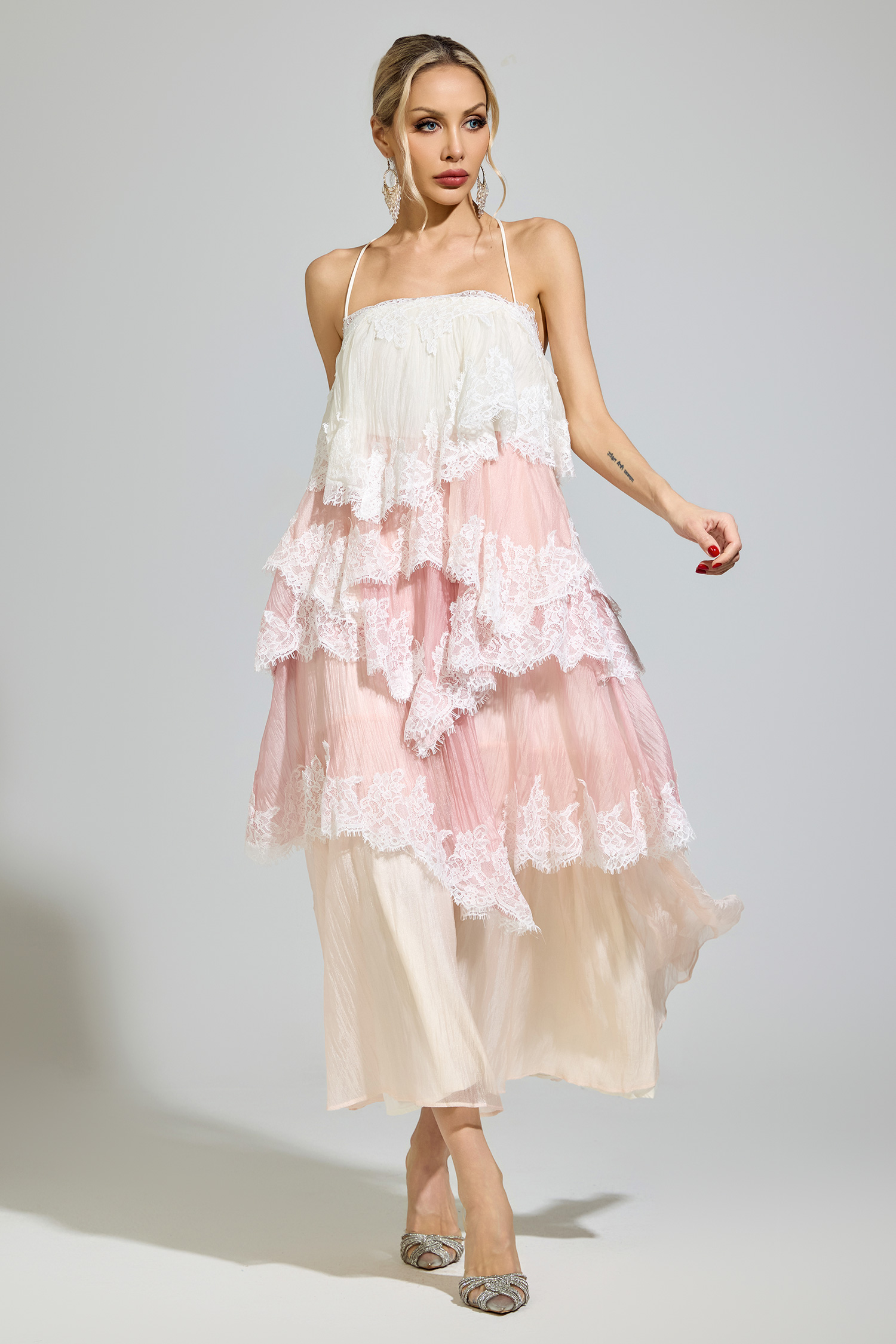 Kant Pink Lace Party Dress