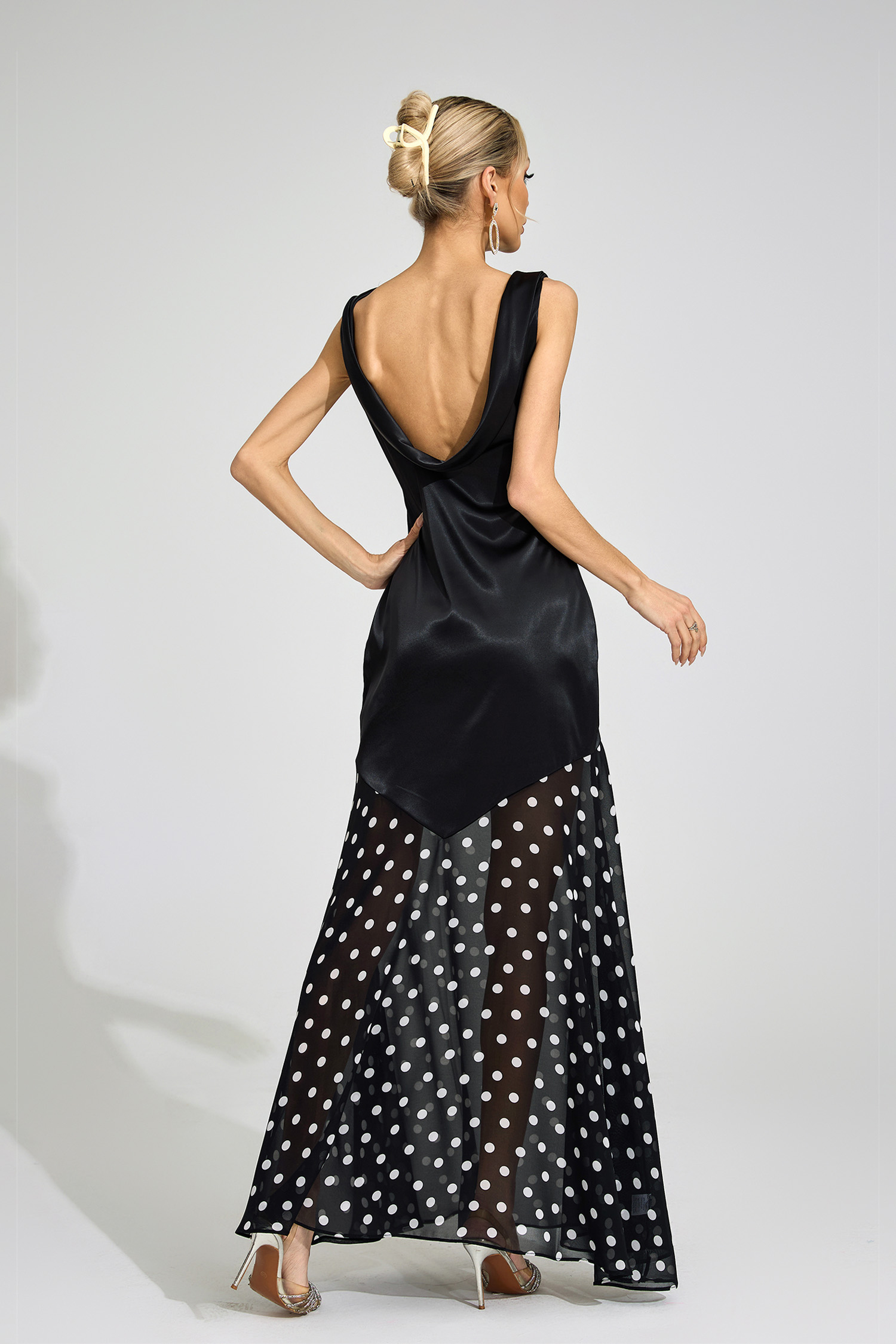 Kari Black Polka Dot Maxi Dress