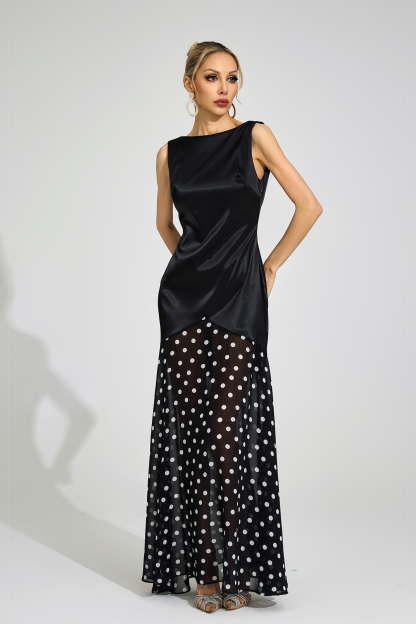 Kari Black Polka Dot Maxi Dress