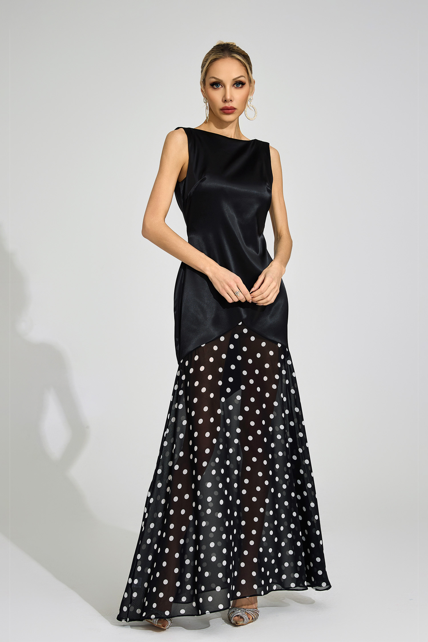 Kari Black Polka Dot Maxi Dress