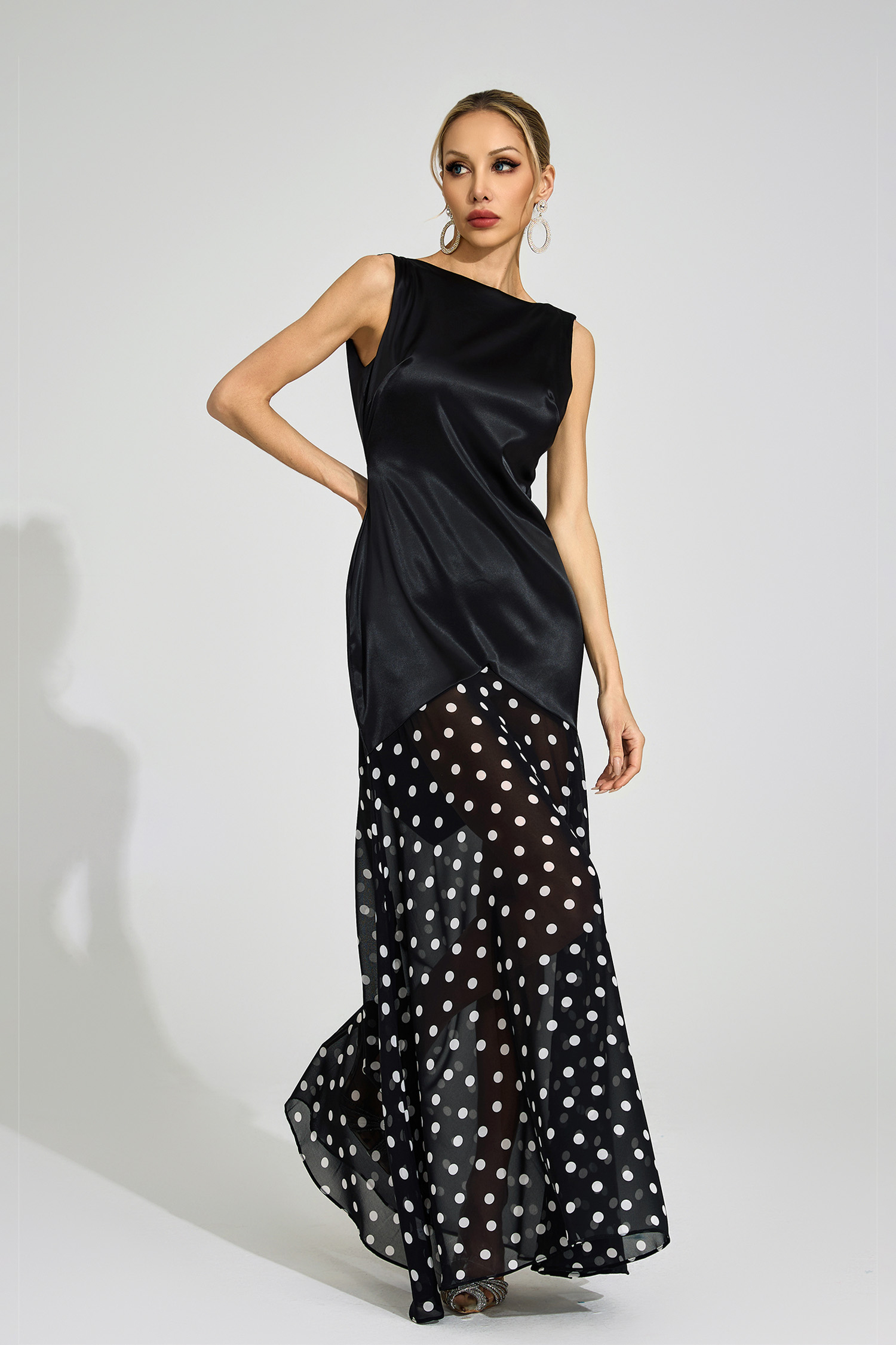 Kari Black Polka Dot Maxi Dress