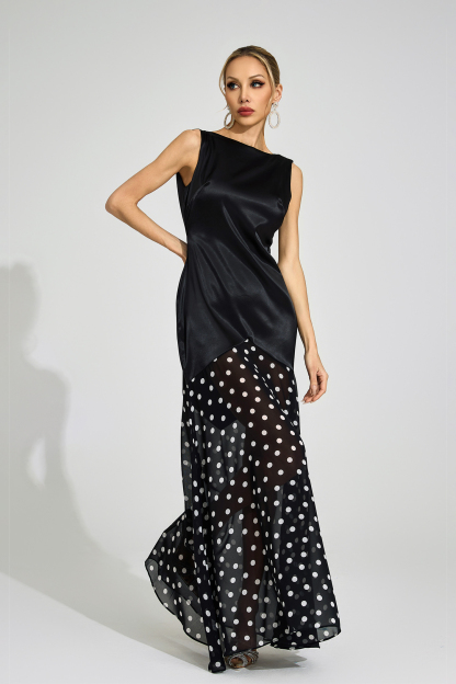 Kari Black Polka Dot Maxi Dress