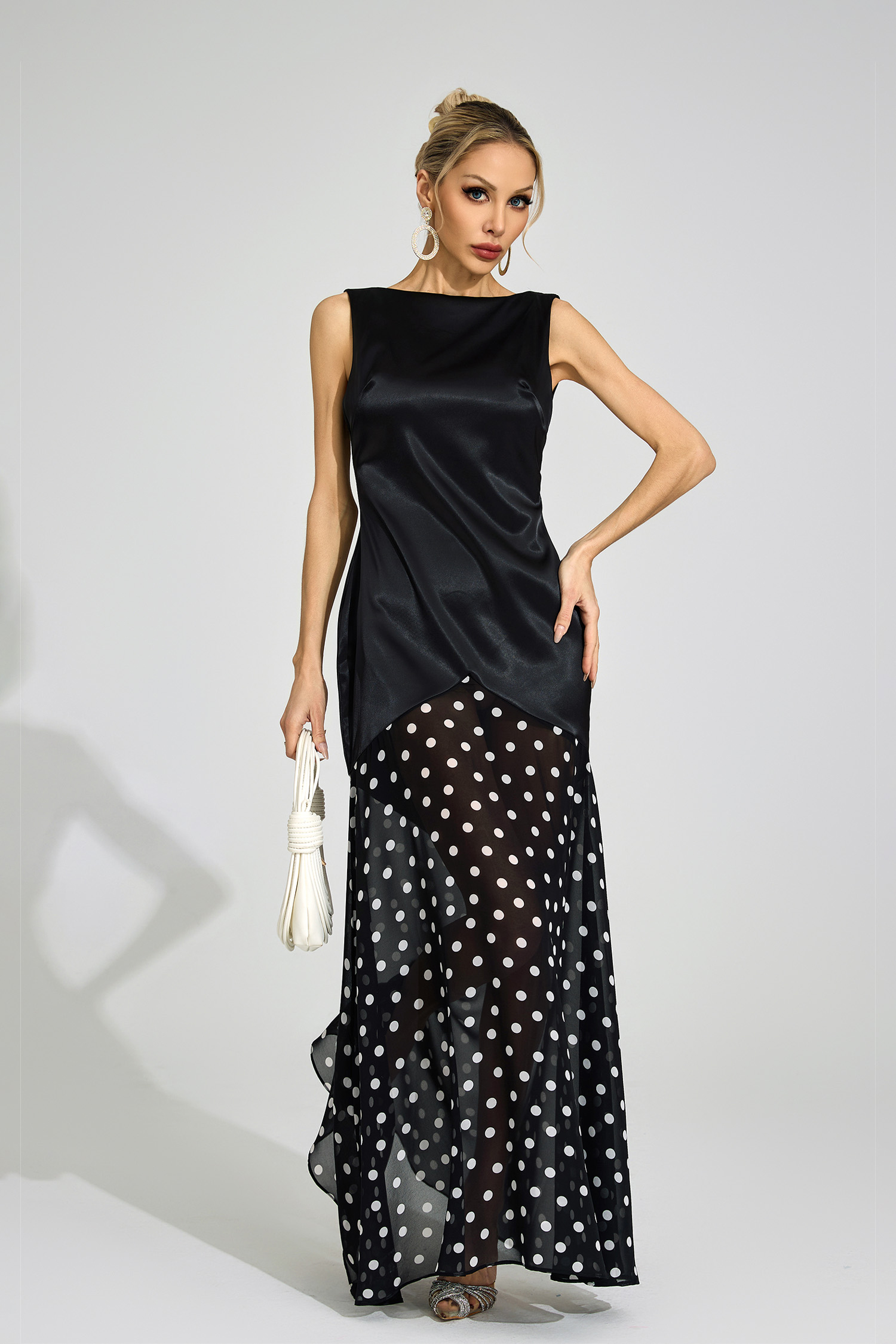Kari Black Polka Dot Maxi Dress
