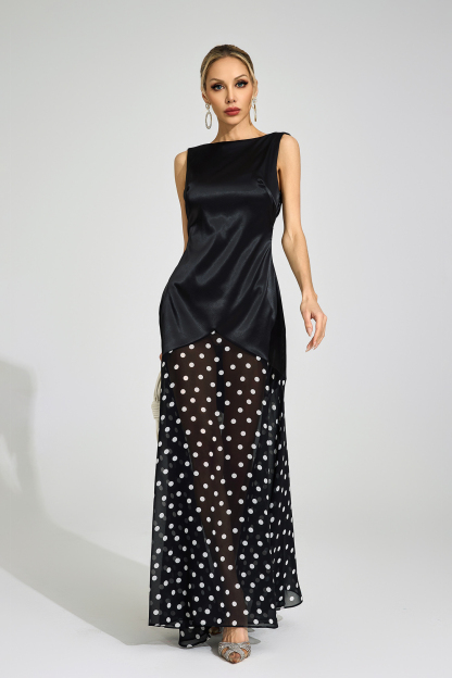 Kari Black Polka Dot Maxi Dress