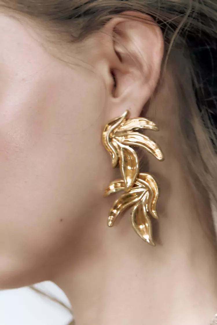 Carnation Gold Leaves Earrings